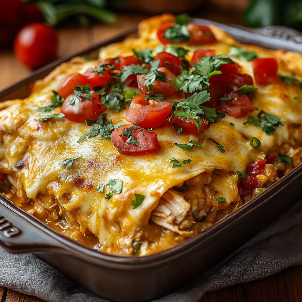 Cheesy Chicken Burrito Casserole